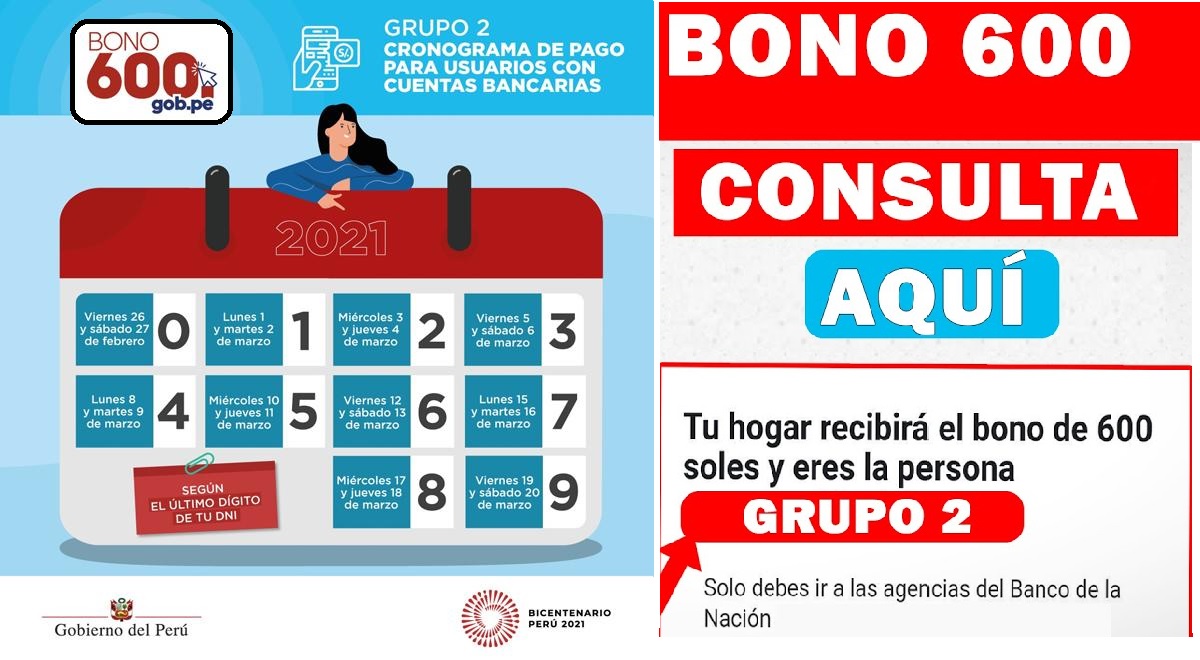 Grupo 2 del bono 600 soles