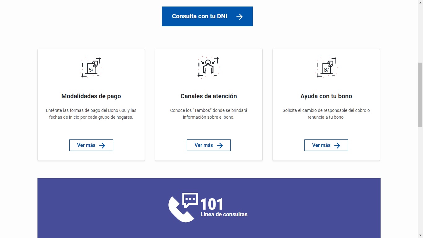 Modalidades de pago del Bono 600
