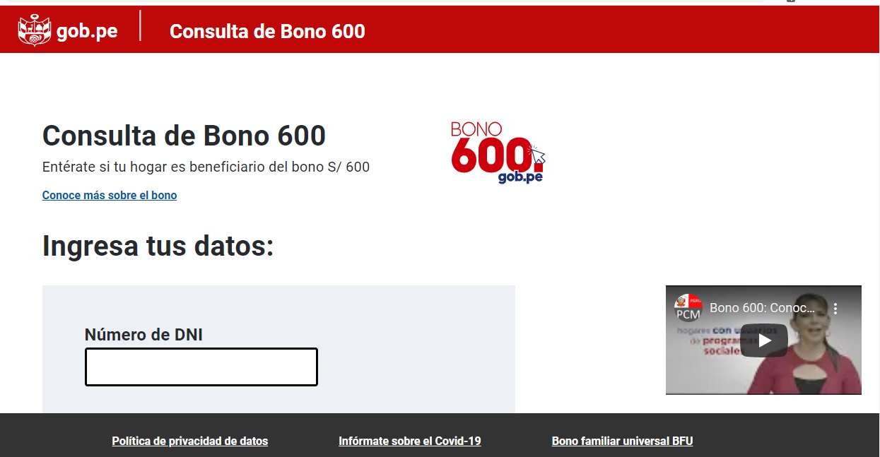 consultar bono 600 soles hoy sabado 27