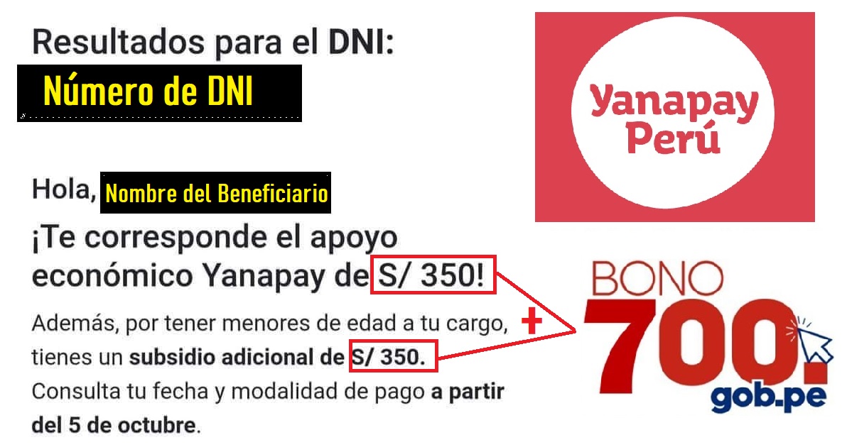 Cobrarás 350 o 700 del Bono Yanapay