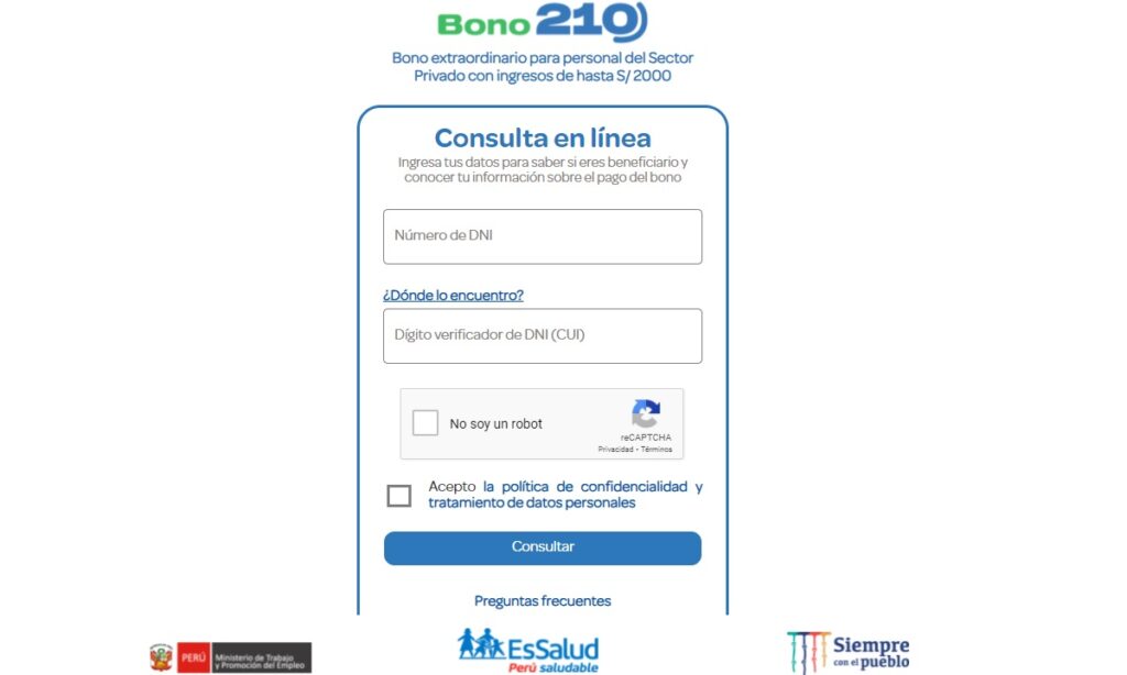 Link Oficial del Bono 210 soles