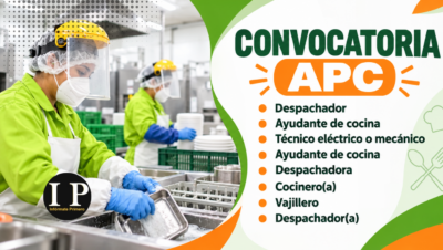 APC busca personal para cocina, despacho y mantenimiento