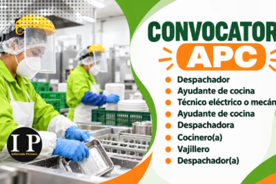 APC busca personal para cocina, despacho y mantenimiento