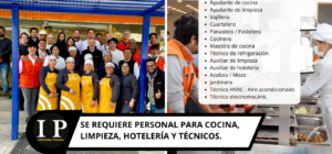 Se requiere personal para cocina, limpieza, hotelería y técnicos