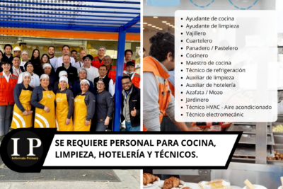 Se requiere personal para cocina, limpieza, hotelería y técnicos