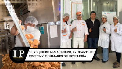 requiere Almacenero, Ayudante de Cocina y Auxiliares de Hotelería