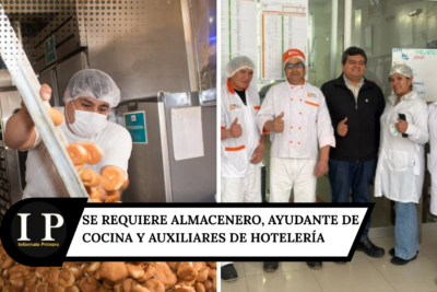 requiere Almacenero, Ayudante de Cocina y Auxiliares de Hotelería
